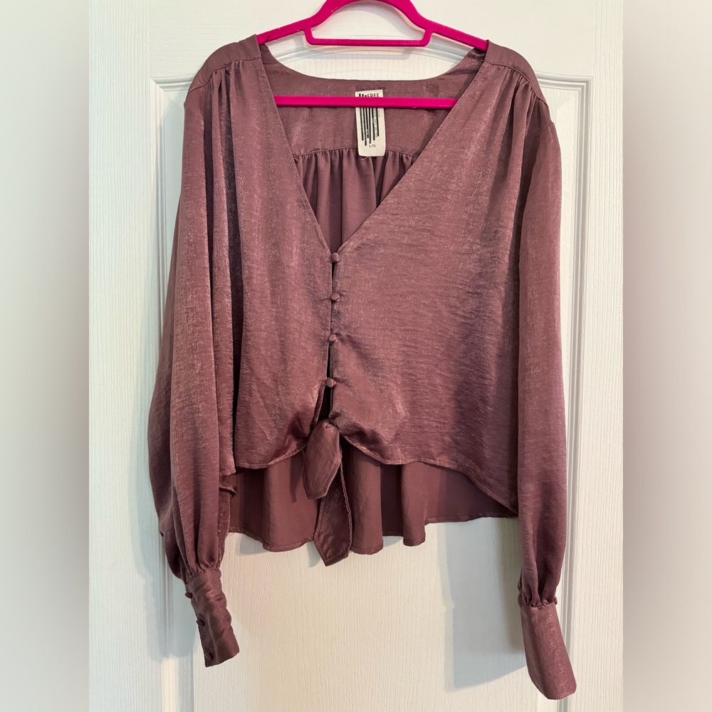 FREE PEOPLE Party Crasher Mauve Long Satin Sleeve